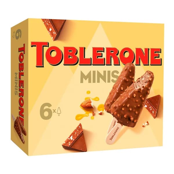 TOBLERONE Mini bombón helado de chocolate y miel cubierto de chocolate y con leche y trozos de nougat 6 x 50 ml. - 0.3 l - Imagen del producto en Findit