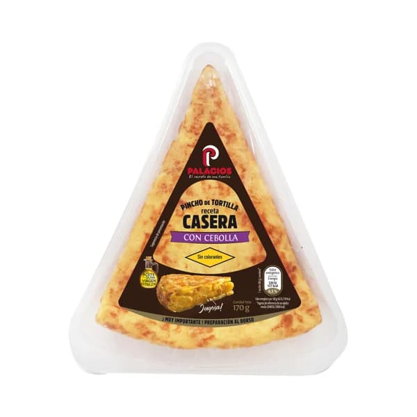 Pincho de tortilla fresca receta casera, con cebolla y aceite de oliva virgen extra PALACIOS 170 g. - 0.17 kg - Imagen del producto en Findit