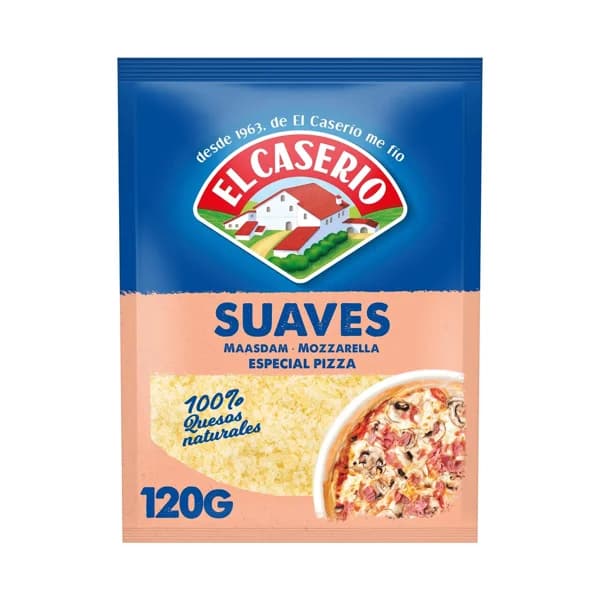 EL CASERÍO Queso rallado suave (Maasdam-mozzarella), especial pizzas EL CASERÍO 120 g. - 0.12 kg - Imagen del producto en Findit