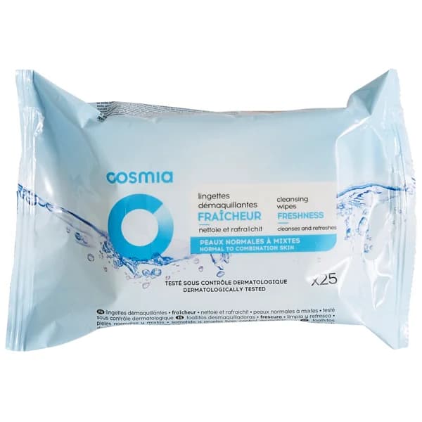 COSMIA Toallitas desmaquillantes y refrescantes para pieles normales a mixtas COSMIA 25 uds. - 1 ud - Imagen del producto en Findit