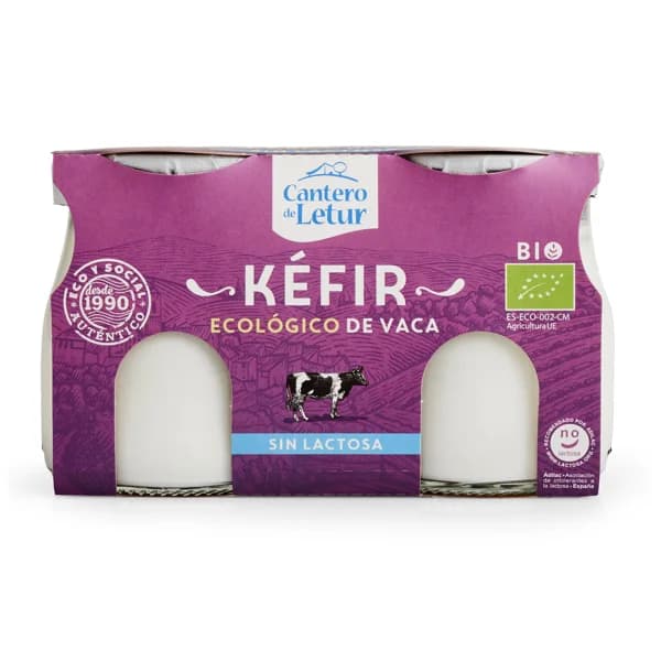 CANTERO DE LETUR Kefir ecológico de vaca, elaborado sin lactosa CANTERO DE LETUR 2 x 125 g. - 0.25 kg - Imagen del producto en Findit