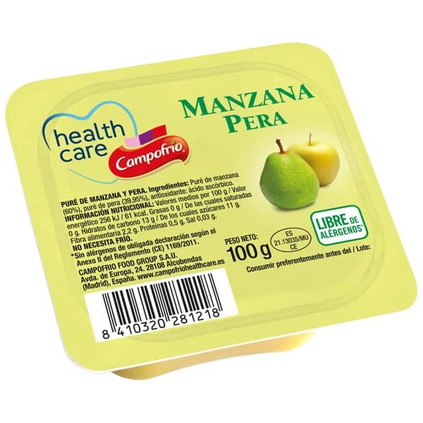 CAMPOFRÍO Healthcare Puré de pera y manzana 100 g. - 0.1 kg - Imagen del producto en Findit