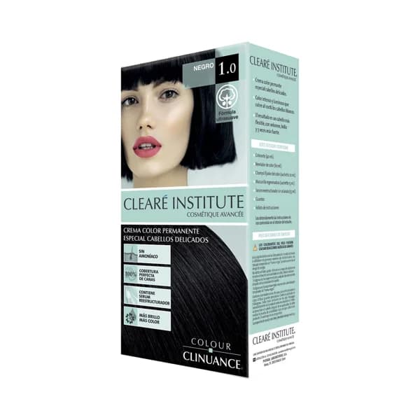 CLEARÉ INSTITUTE Crema de color permanente para cabellos delicados, tono 1.0 Negro CLEARÉ INSTITUTE. - 1 ud - Imagen del producto en Findit