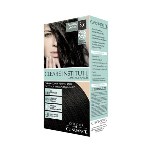 CLEARÉ INSTITUTE Crema de color permanente para cabellos delicados, tono 3.0 Castaño oscuro CLEARÉ INSTITUTE. - 1 ud - Imagen del producto en Findit