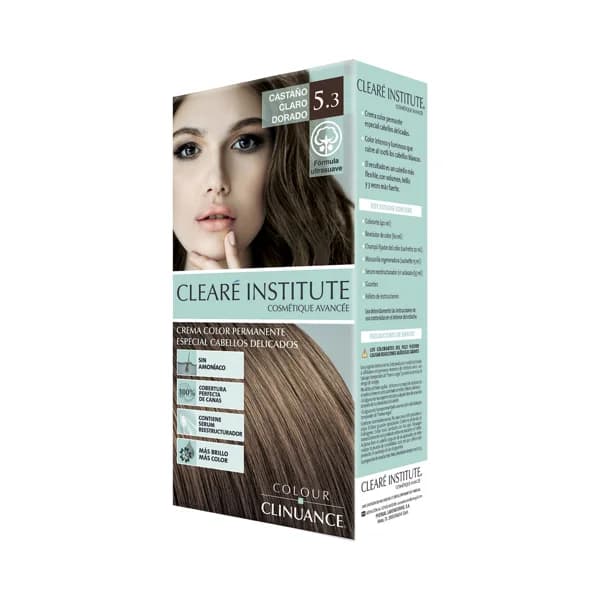 CLEARÉ INSTITUTE Crema de color permanente para cabellos delicados, tono 5.3 Castaño claro dorado CLEARÉ INSTITUTE. - 1 ud - Imagen del producto en Findit