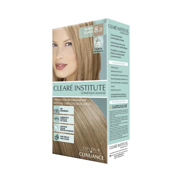 CLEARÉ INSTITUTE Crema de color permanente para cabellos delicados, tono 8.0 Rubio claro CLEARÉ INSTITUTE. - 1 ud - Imagen del producto en Findit