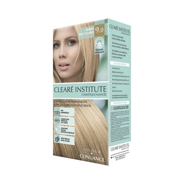 CLEARÉ INSTITUTE Crema de color permanente para cabellos delicados, tono 9.0 Rubio muy claro CLEARÉ INSTITUTE. - 1 ud - Imagen del producto en Findit
