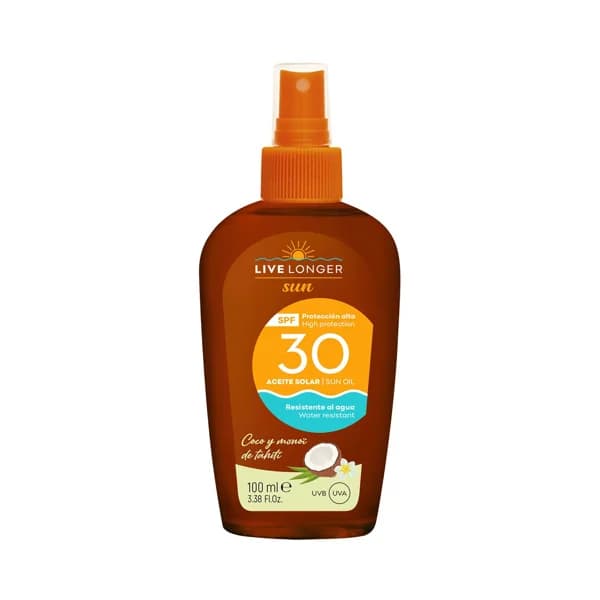 LIVE LONGER Sun Aceite protector solar en spray con FPS 30 (alto) 100 ml. - 0.1 l - Imagen del producto en Findit