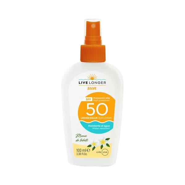LIVE LONGER Sun Loción protectora solar en spray con FPS 50 (muy alto) 100 ml. - 0.1 l - Imagen del producto en Findit