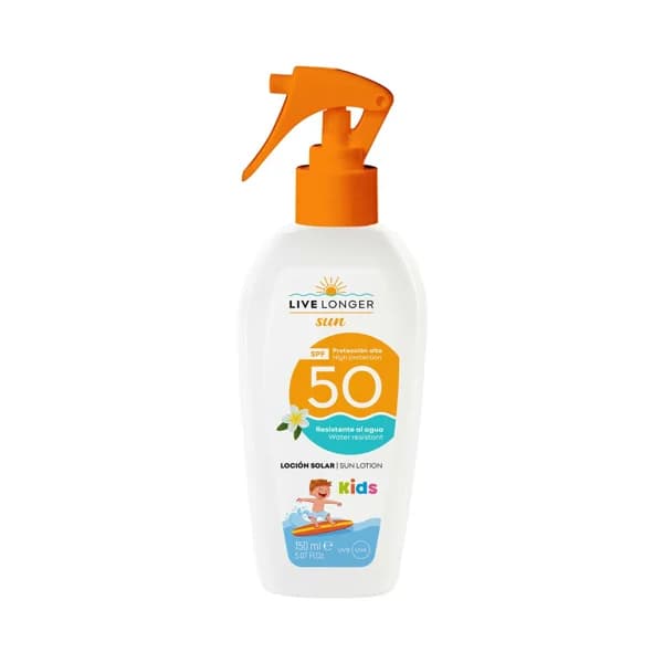 LIVE LONGER Sun Protector solar en spray especial para niños con FPS 50 (muy alto) 150 ml. - 0.15 l - Imagen del producto en Findit