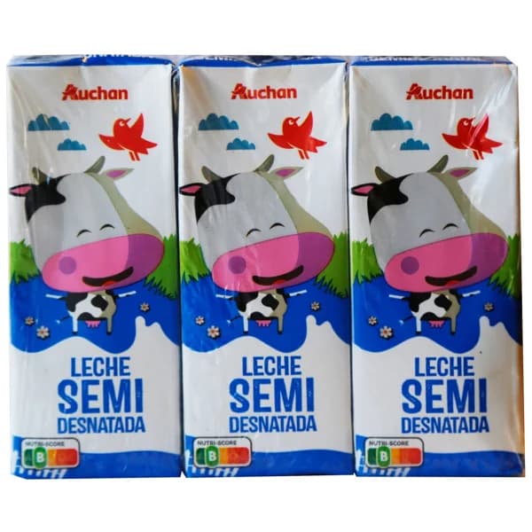 AUCHAN Leche mini semidesnatada 6 x 200 ml Producto Alcampo. - 1.2 l - Imagen del producto en Findit