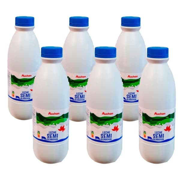 AUCHAN Leche de vaca semidesnatada 6 x 1,5 l Producto Alcampo. - 9 l - Imagen del producto en Findit