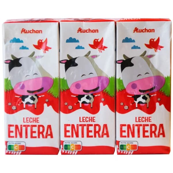 AUCHAN Leche mini entera 6 x 200 ml Producto Alcampo. - 1.2 l - Imagen del producto en Findit