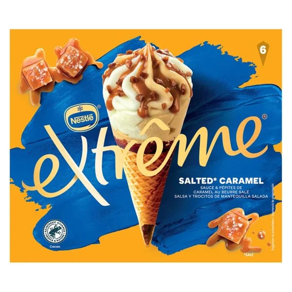 EXTRÉME de Nestle Cono de helado de vainilla y caramelo salado 6 x 110 ml. - 0.66 l - Imagen del producto en Findit