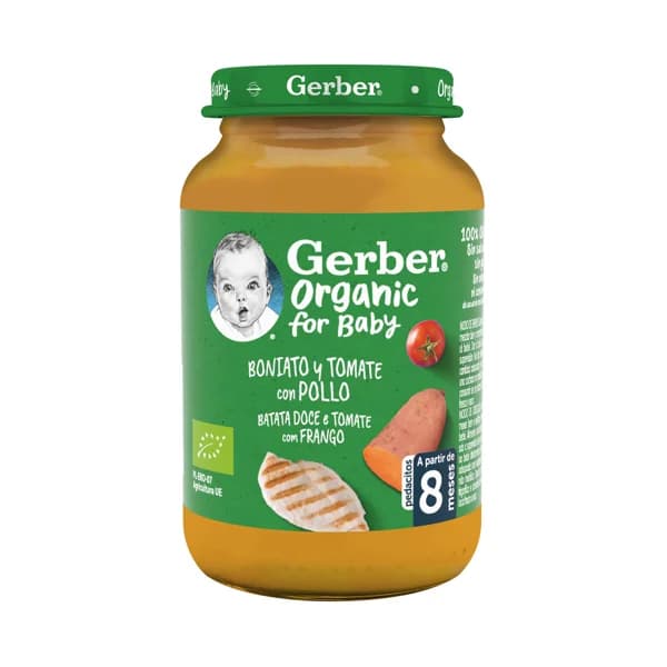 GERBER Organic Tarrito de boniato y tomate con pollo ecológico, a partir de 8 meses 190 g. - 0.19 kg - Imagen del producto en Findit