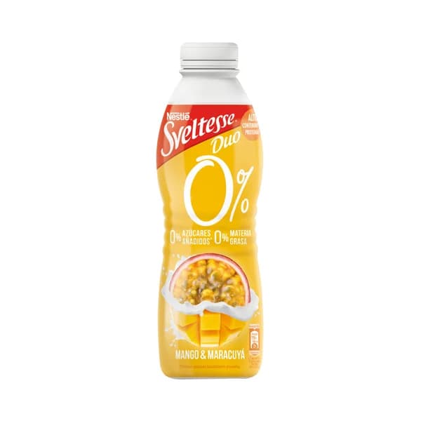 SVELTESSE Duo 0% Yogur líquido desnatado (0% materia grasas) sin azúcares añadidos y con mango y maracuya 750 g. - 0.75 kg - Imagen del producto en Findit