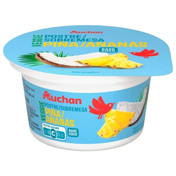 AUCHAN Postre vegetal de coco con piña 130 g. Producto Alcampo - 0.13 kg - Imagen del producto en Findit