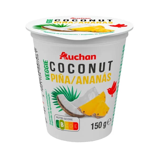 AUCHAN Yogur vegetal de coco con piña sin azúcar añadido 150 g.  Producto Alcampo. - 0.15 kg - Imagen del producto en Findit
