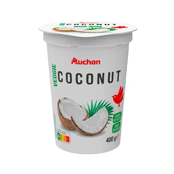 AUCHAN Yogur vegetal de coco cremoso natural sin azúcar añadida 400 g. Producto Alcampo. - 0.4 kg - Imagen del producto en Findit