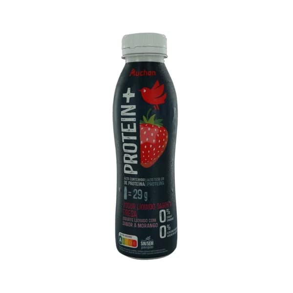 AUCHAN Protein + Yogur líquido desnatado proteico sin azúcares añadidos fresa 381 ml. Producto Alcampo - 0.38 l - Imagen del producto en Findit