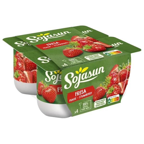 SOJASUN Especialidad de soja con trocitos de fresas 4 x 100 g. - 0.4 kg - Imagen del producto en Findit