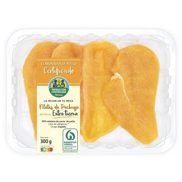 ALCAMPO CULTIVAMOS LO BUENO Filetes de pechuga de pollo extra tierna  Gramos Aproximados - 0.3 kg - Imagen del producto en Findit