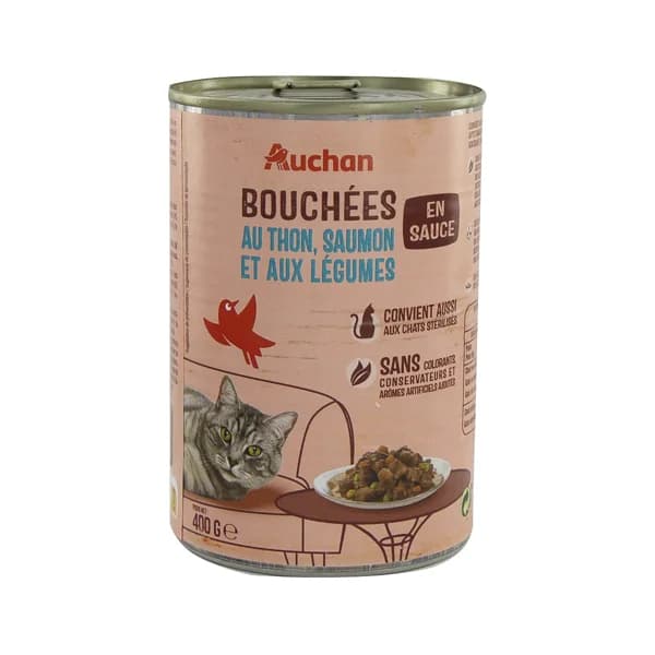 PRODUCTO ALCAMPO Bocaditos en salsa de atún y salmón para gatos esterilizados PRODUCTO ALCAMPO 400 g. - 0.4 kg - Imagen del producto en Findit