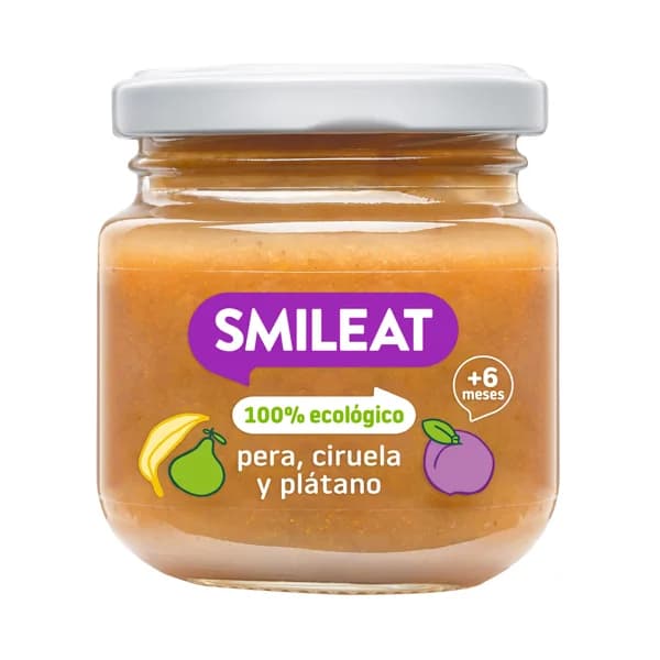 SMILEAT Tarrito de pera, ciruela y plátano ecológicos, a partir de 6 meses 130 g. - 0.13 kg - Imagen del producto en Findit