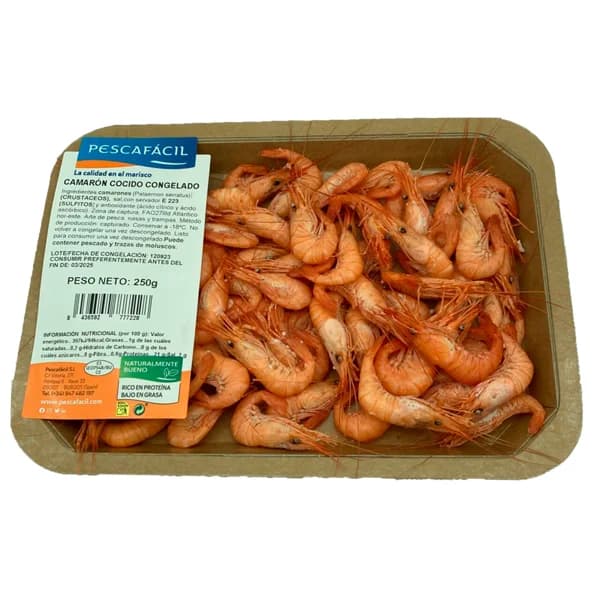 PESCAFACIL Camaron cocido congelado 200/300 piezas 250 g. - 0.25 kg - Imagen del producto en Findit