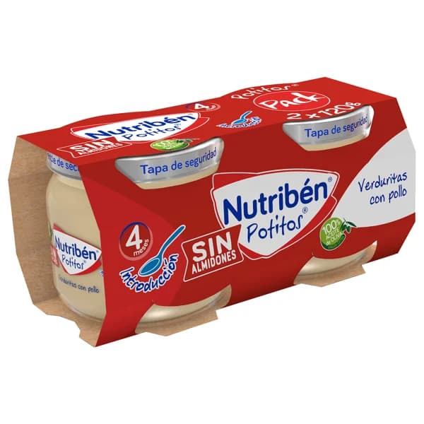 NUTRIBÉN Potitos® de verduritas con pollo, a partir de 4 meses NUTRIBÉN Introducción 2 x 120 g. - 0.24 kg - Imagen del producto en Findit