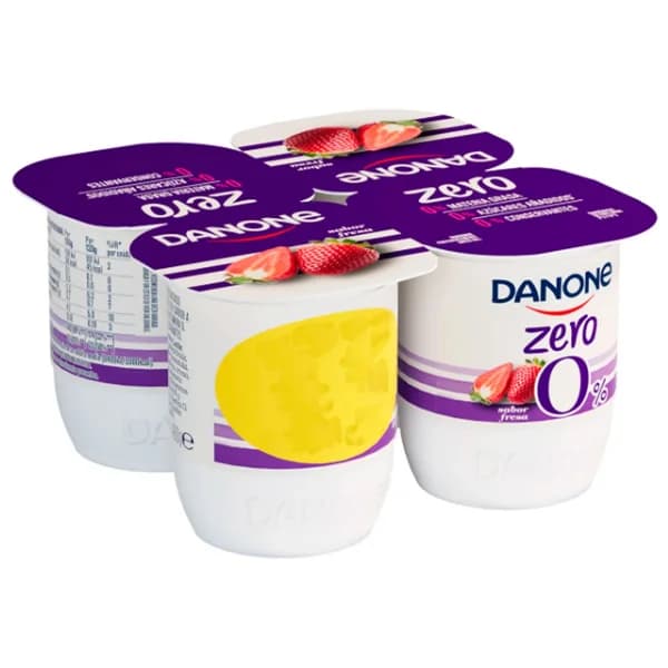 DANONE Zero 0% Yogur desnatado sin azúcares añadidos y sin conservantes, sabor a fresa 4 x 120 g. - 0.48 kg - Imagen del producto en Findit