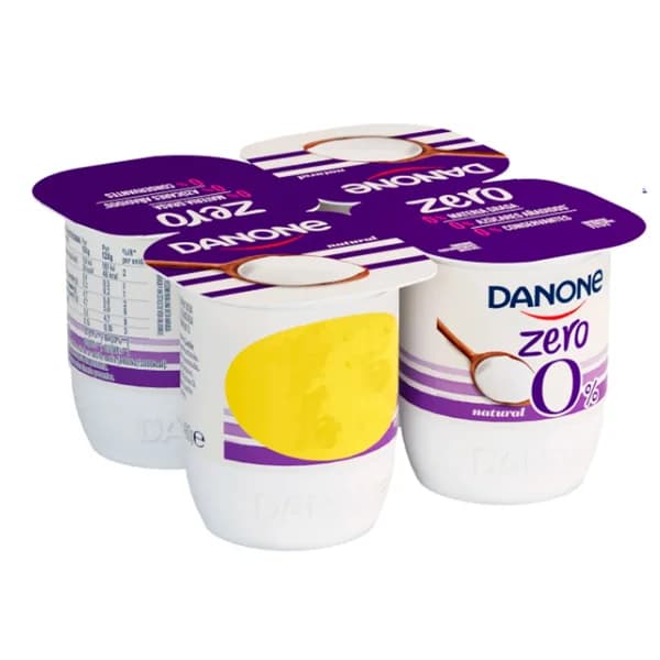 DANONE Zero 0% Yogur natural desnatado sin azúcares añadidos y sin conservantes 4 x 120 g. - 0.48 kg - Imagen del producto en Findit