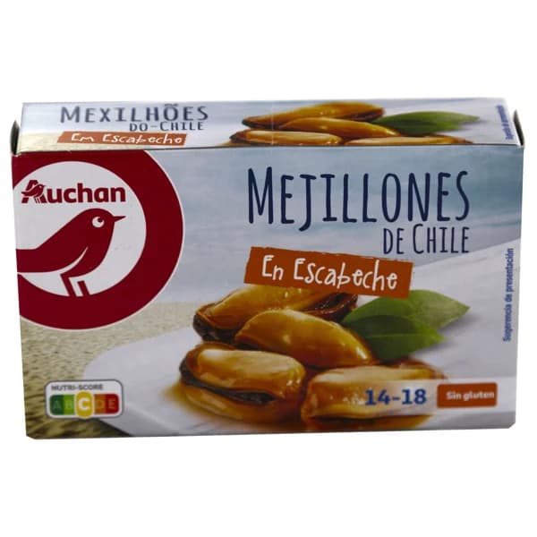 PRODUCTO ALCAMPO Mejillones de Chile escabeche 14/18 uds 69 g. - 0.07 kg - Imagen del producto en Findit
