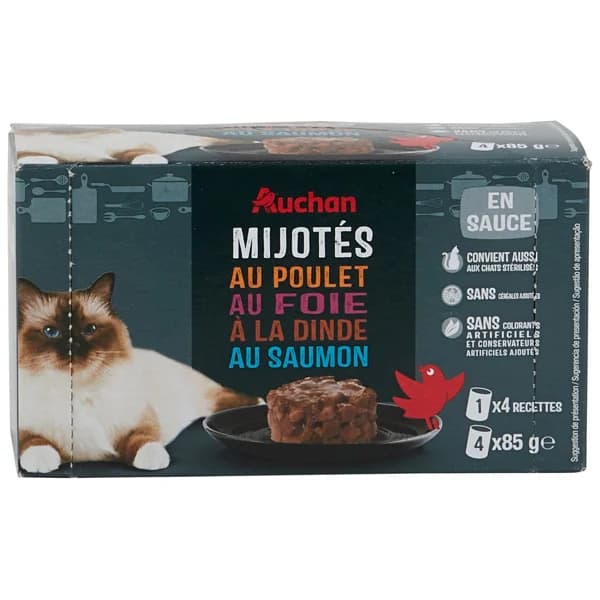 PRODUCTO ALCAMPO Comida húmeda para gatos de salsa con pollo 4 x 85 g. - 0.34 kg - Imagen del producto en Findit