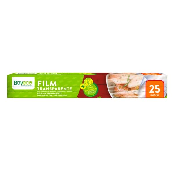 BAYECO Film alimentario transparente de gran adherencia y con precorte rollo 25 ml. - 25 m - Imagen del producto en Findit