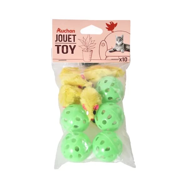 PRODUCTO ALCAMPO Bolsa de juguetes para gatos (5 ratones y 5 bolas). - 1 ud - Imagen del producto en Findit