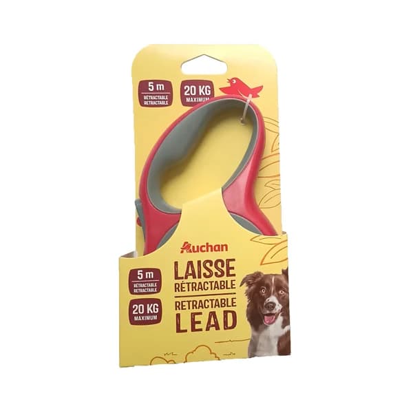 PRODUCTO ALCAMPO Correa roja autorretractil (5 m), para perros hasta 20 kilos. - 1 ud - Imagen del producto en Findit