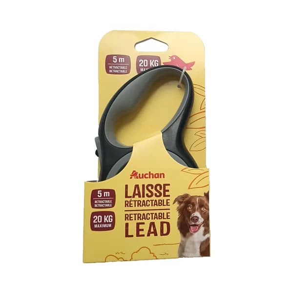 PRODUCTO ALCAMPO Correa negra autorretractil (5 m), para perros hasta 20 kilos. - 1 ud - Imagen del producto en Findit