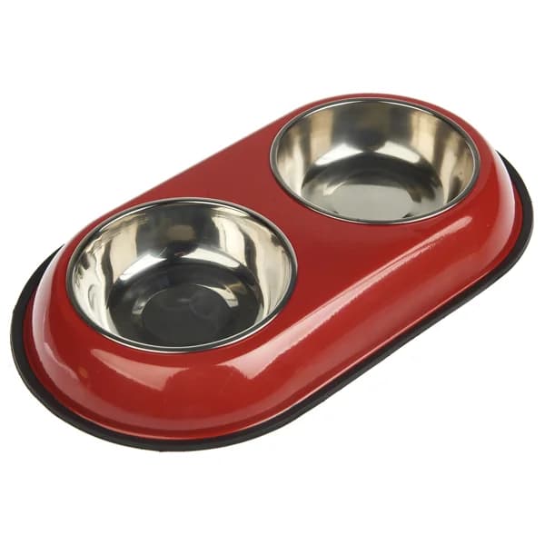 PRODUCTO ALCAMPO Cuenco doble de acero inoxidable y goma slip (32.8 x 18.1 x 8.5 cm). - 1 ud - Imagen del producto en Findit