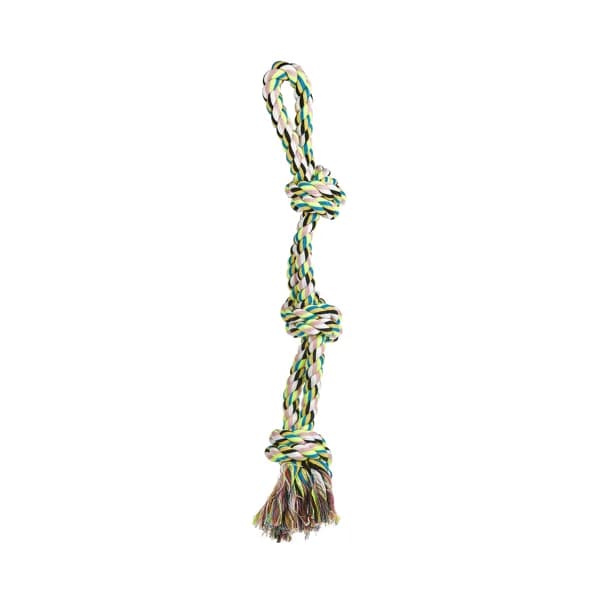 PRODUCTO ALCAMPO Juguete para perro de algodón, hilo, cuerda de 2 nudos 64 cm. - 1 ud - Imagen del producto en Findit