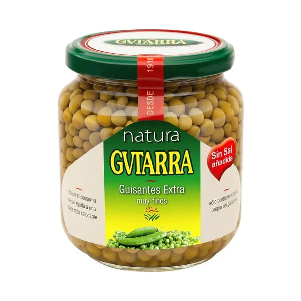 GVTARRA Guisantes muy finos de calidad extra sin sal añadida frasco de 360 g. - 0.36 kg - Imagen del producto en Findit