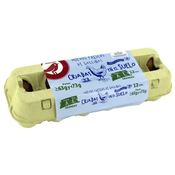 AUCHAN Huevos de gallinas sueltas en el gallinero clase L y cat. A 12 uds. Producto Alcampo - 1 ud - Imagen del producto en Findit