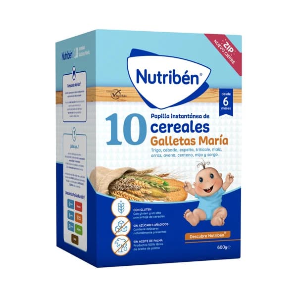 NUTRIBÉN Papilla en polvo de 10 cereales y galleta María a partir de 6 meses 600 g. - 0.6 kg - Imagen del producto en Findit