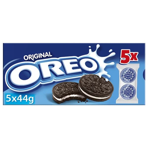 OREO Original Galletas de chocolate rellenas de crema de vainilla 5 uds. 44 g. - 0.22 kg - Imagen del producto en Findit