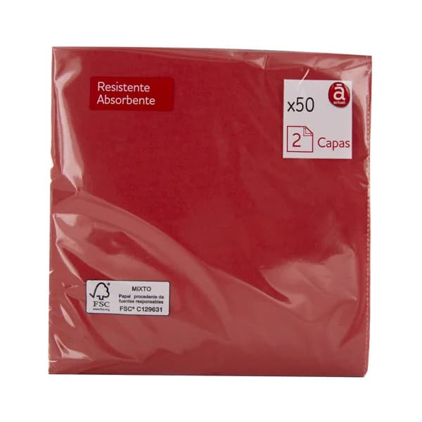 ACTUEL Servilletas doble capa de 40x40 en color rojo ACTUEL 50 uds. - 1 ud - Imagen del producto en Findit