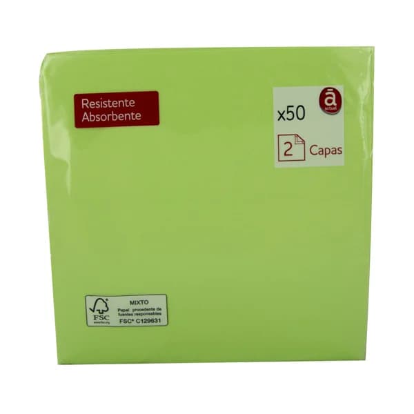 ACTUEL Servilletas doble capa de 40x40 en color verde ACTUEL 50 uds. - 1 ud - Imagen del producto en Findit