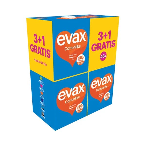 EVAX Compresas super con alas EVAX Cottonlike 4 x 12 uds. - 1 ud - Imagen del producto en Findit