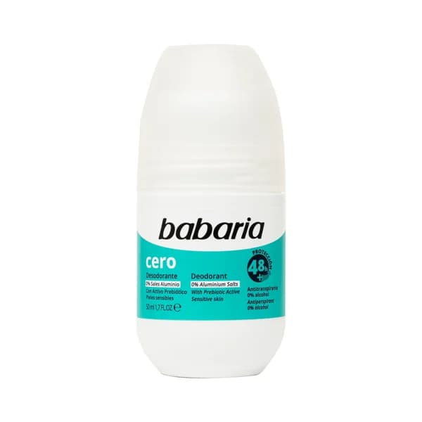 BABARIA Desodorante roll on para mujer con acción antitranspirante hasta 48 horas, para pieles sensibles BABARIA Cero 50 ml. - 0.05 l - Imagen del producto en Findit