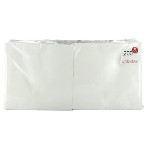 ACTUEL Servilletas de papel desechables blancas 2 capas 33 x 33 cm ACTUEL 200 uds - 1 ud - Imagen del producto en Findit