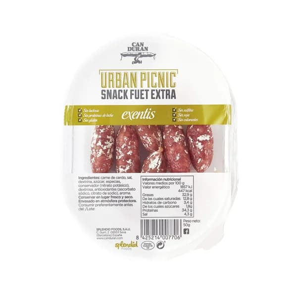CAN DURAN Mini fuets de categoría extra, ideales cono snacks CAN DURAN Urban picnic exentis 50 g. - 0.05 kg - Imagen del producto en Findit